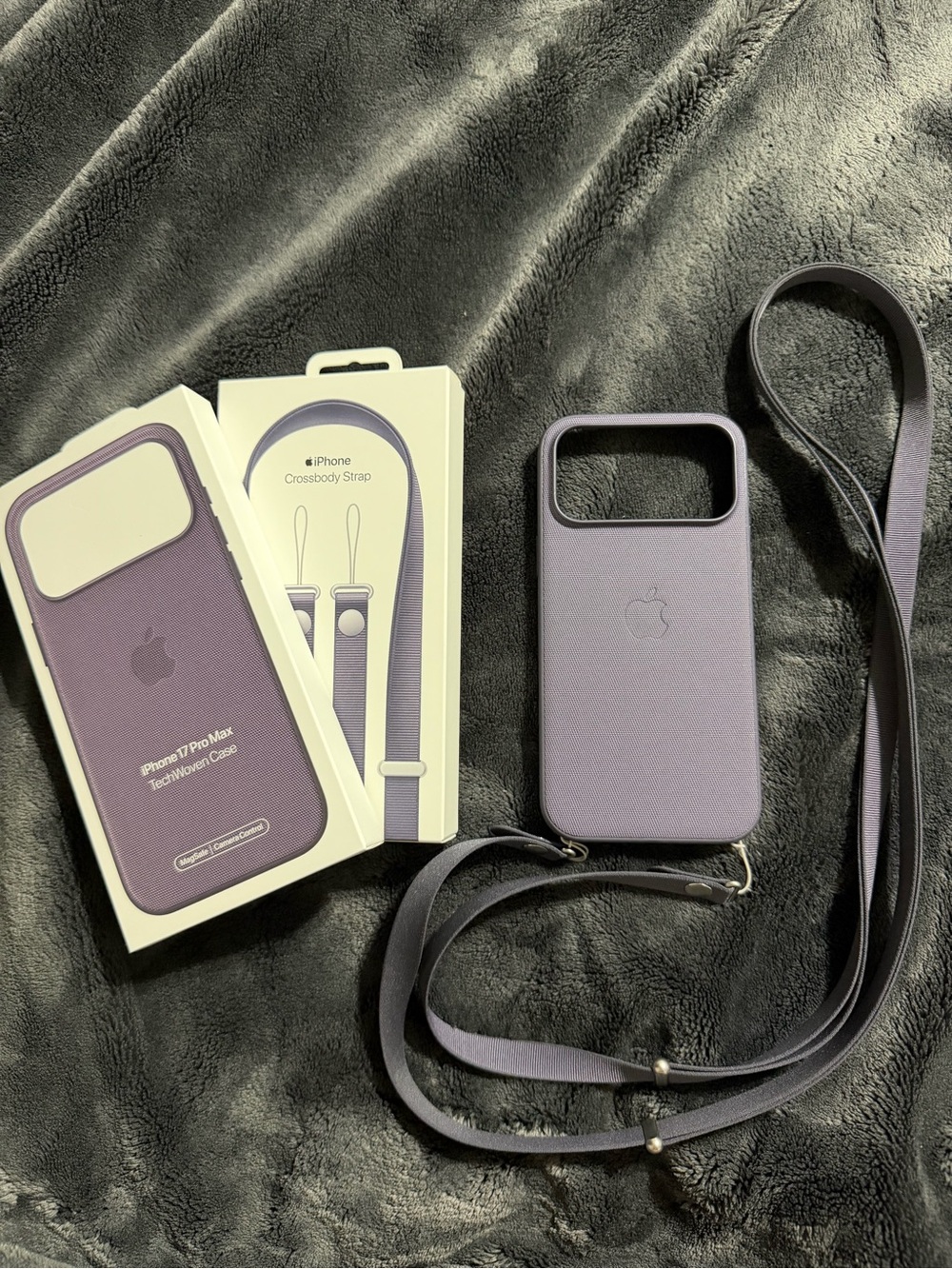 Apple iPhone 17 Pro Max Leather Case with Crossbody Strap - Purple